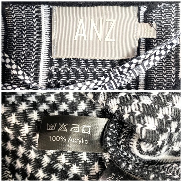 Anz Retoro Monochrome Crew Neck Sweater In Black with White Size S NWOT - Picture 6 of 11